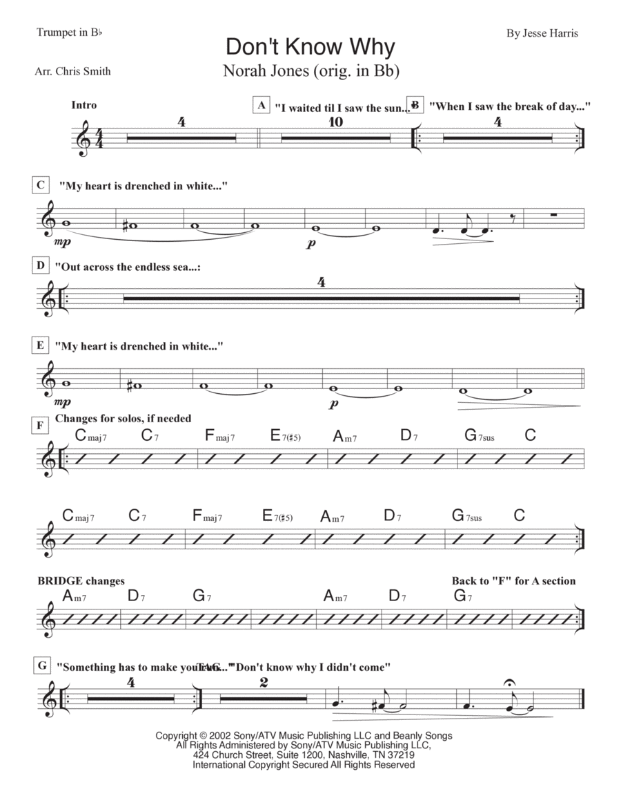 Don't Know Why Piano scores gallery preview page 1