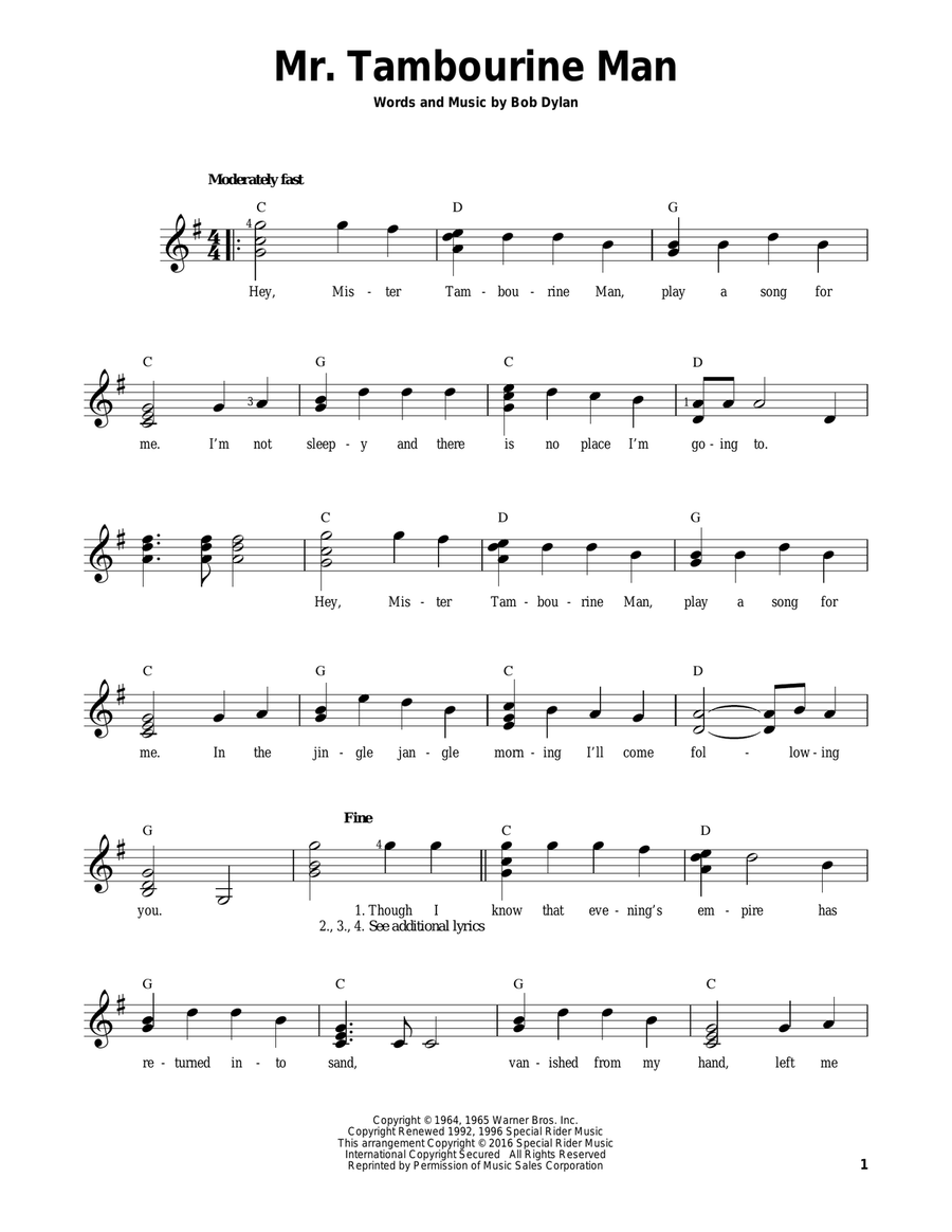 Mr. Tambourine Man Mr. Tambourine Man Acoustic Guitar scores gallery preview page 1