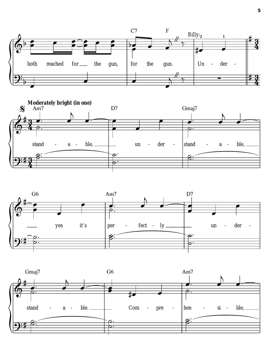 We Both Reached For The Gun Easy Piano scores gallery preview page 5