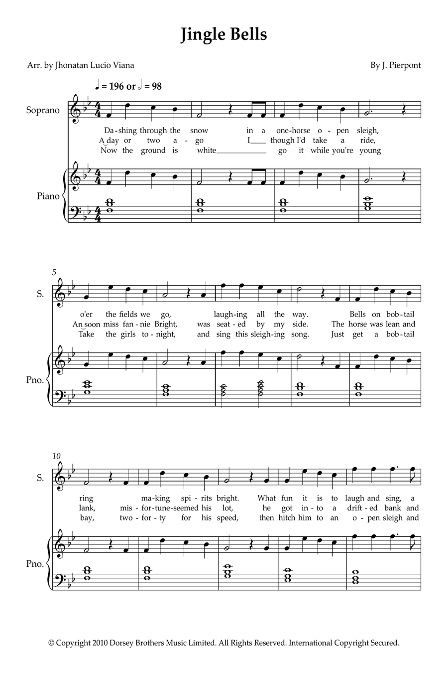 Jingle Bells Soprano Voice scores gallery preview page 1