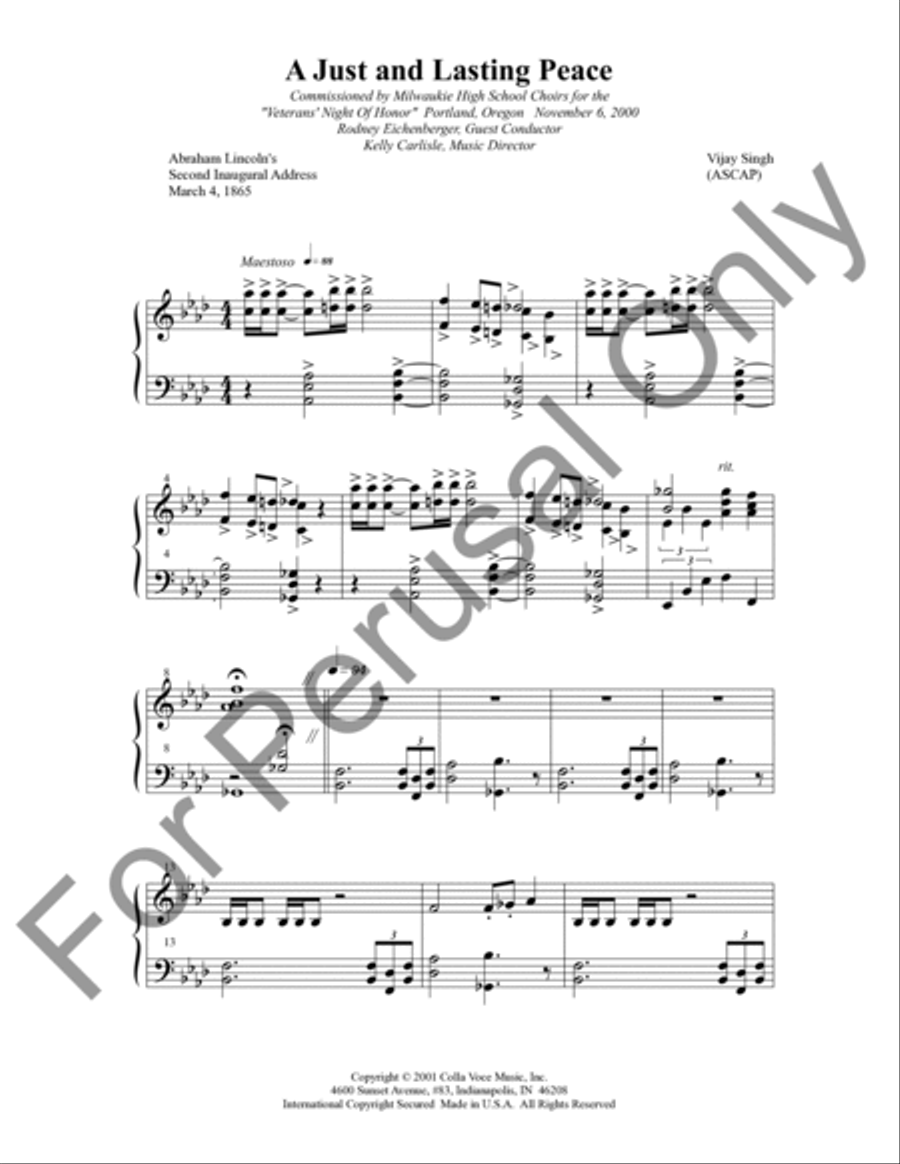 A Just And Lasting Peace (Choral Score) 4-Part scores gallery preview page 2
