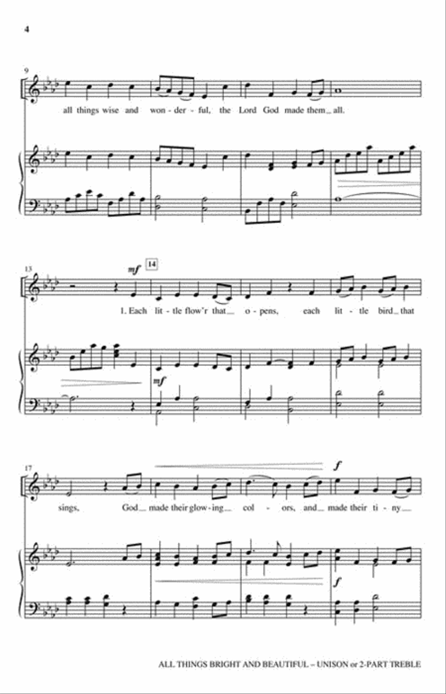 All Things Bright and Beautiful Unison Choir scores gallery preview page 3