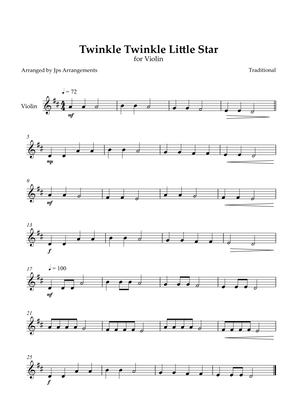 Book cover for Twinkle Twinkle Little Star for Violin in D Major