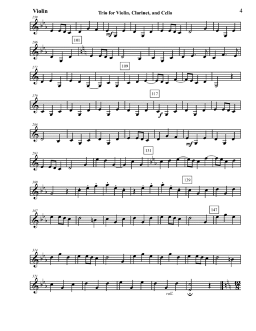 Trio for Violin, Clarinet, and Cello Chamber Music scores gallery preview page 5