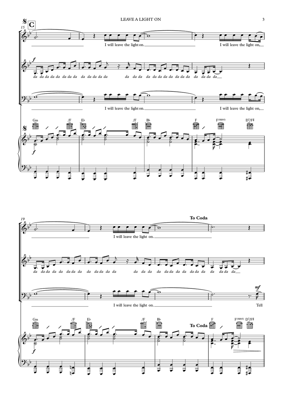 Leave A Light On 3-Part scores gallery preview page 3