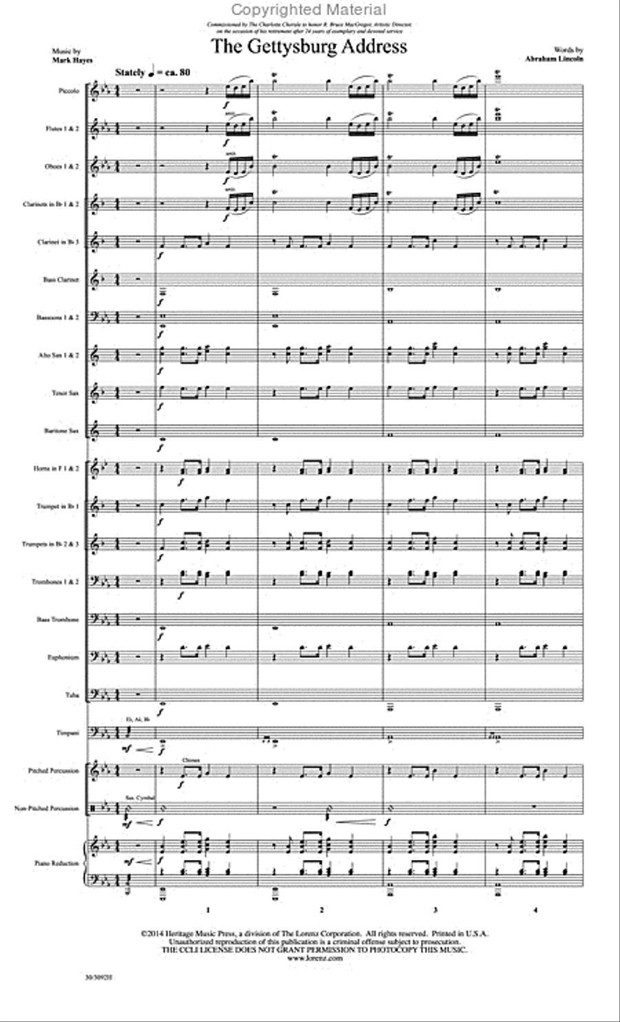 The Gettysburg Address - Wind Ensemble Score and Parts Concert Band scores gallery preview page 2