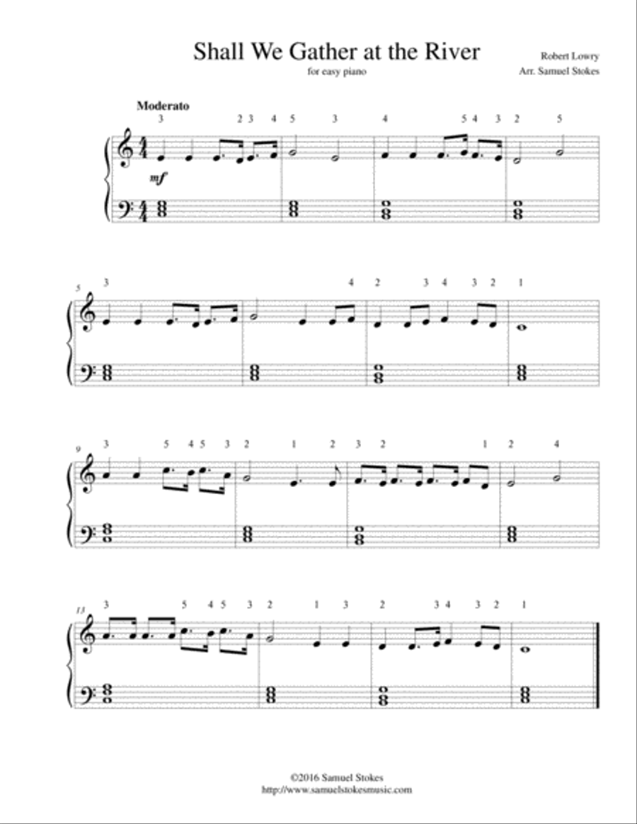Shall We Gather at the River-easy piano Piano Method scores gallery preview page 1