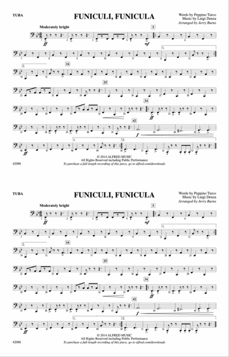 Funiculi, Funicula: Tuba Funiculi, Funicula: Tuba Marching Band scores gallery preview page 1