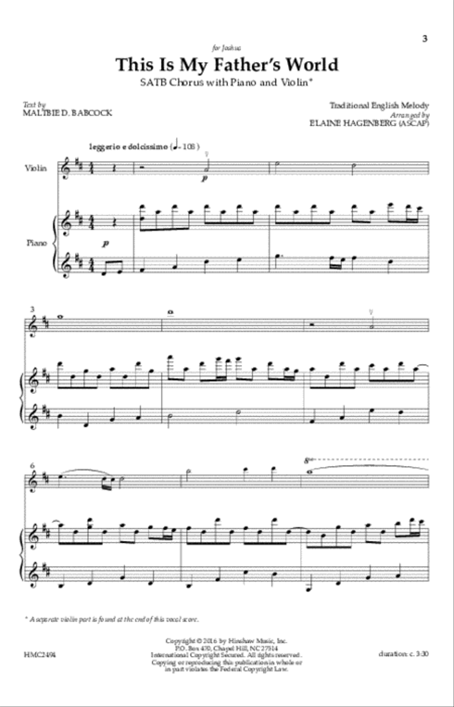 This Is My Father's World 4-Part scores gallery preview page 1