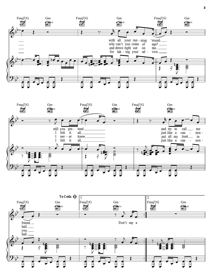 Cannonball Cannonball Piano, Vocal, Guitar scores gallery preview page 3