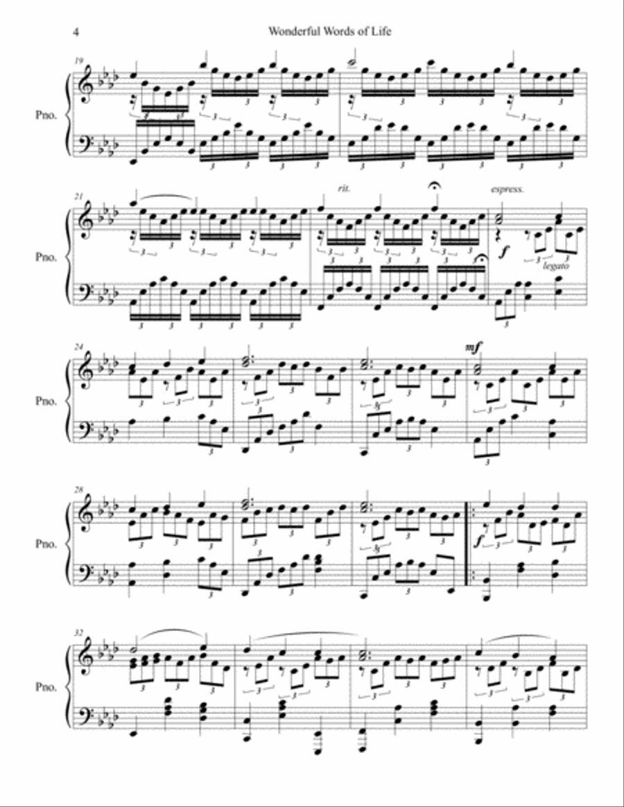 Wonderful Words of Life Concert Piano Solo Piano Solo scores gallery preview page 4