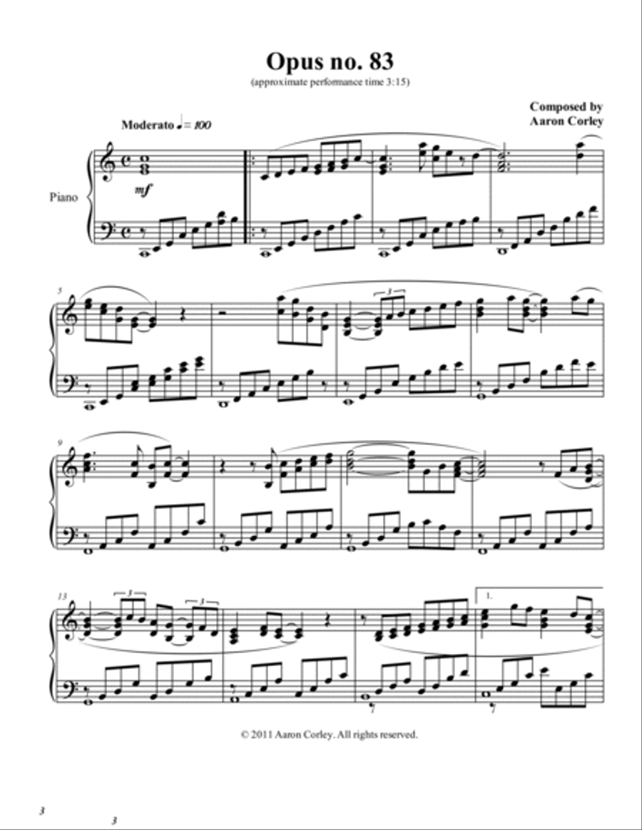Aaron Corley: Opus no. 83 Piano Solo scores gallery preview page 2