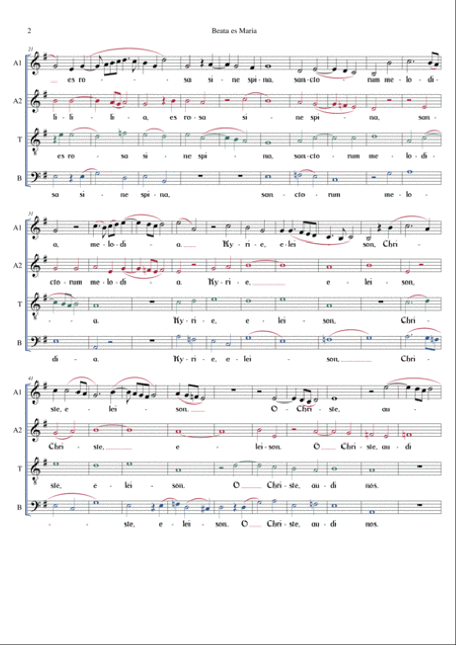 Beata es Maria - SSATB Motet - Transcribed by Guido Menestrina image number null