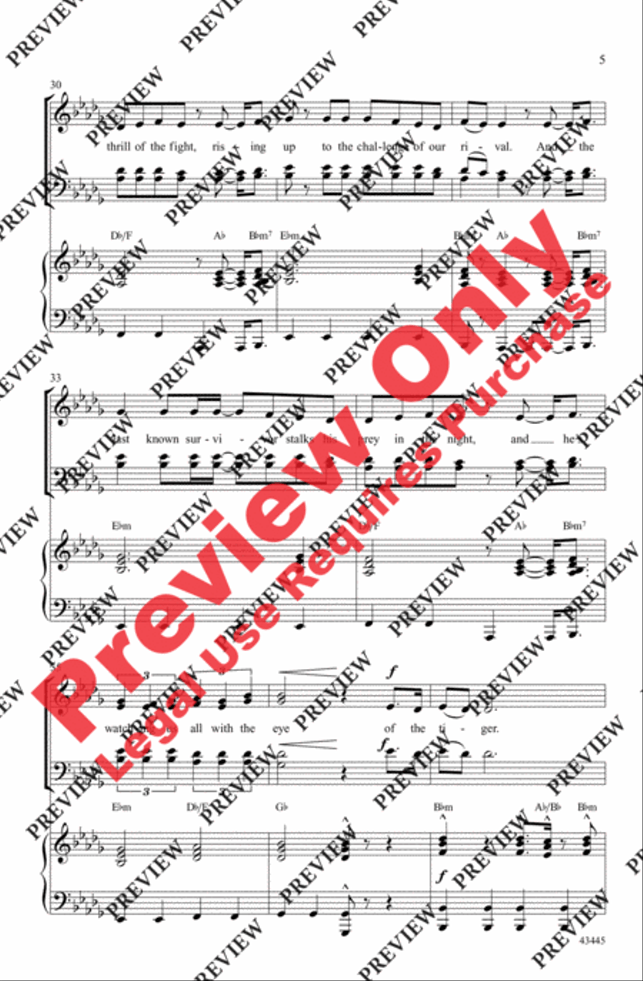 Eye of the Tiger 4-Part scores gallery preview page 5