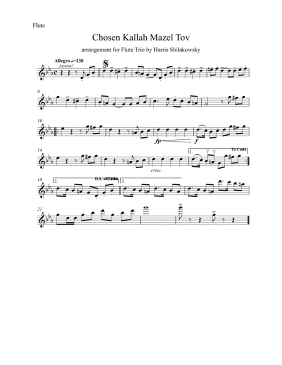 Chosen Kallah Mazel Tov Flute Trio Arrangement image number null