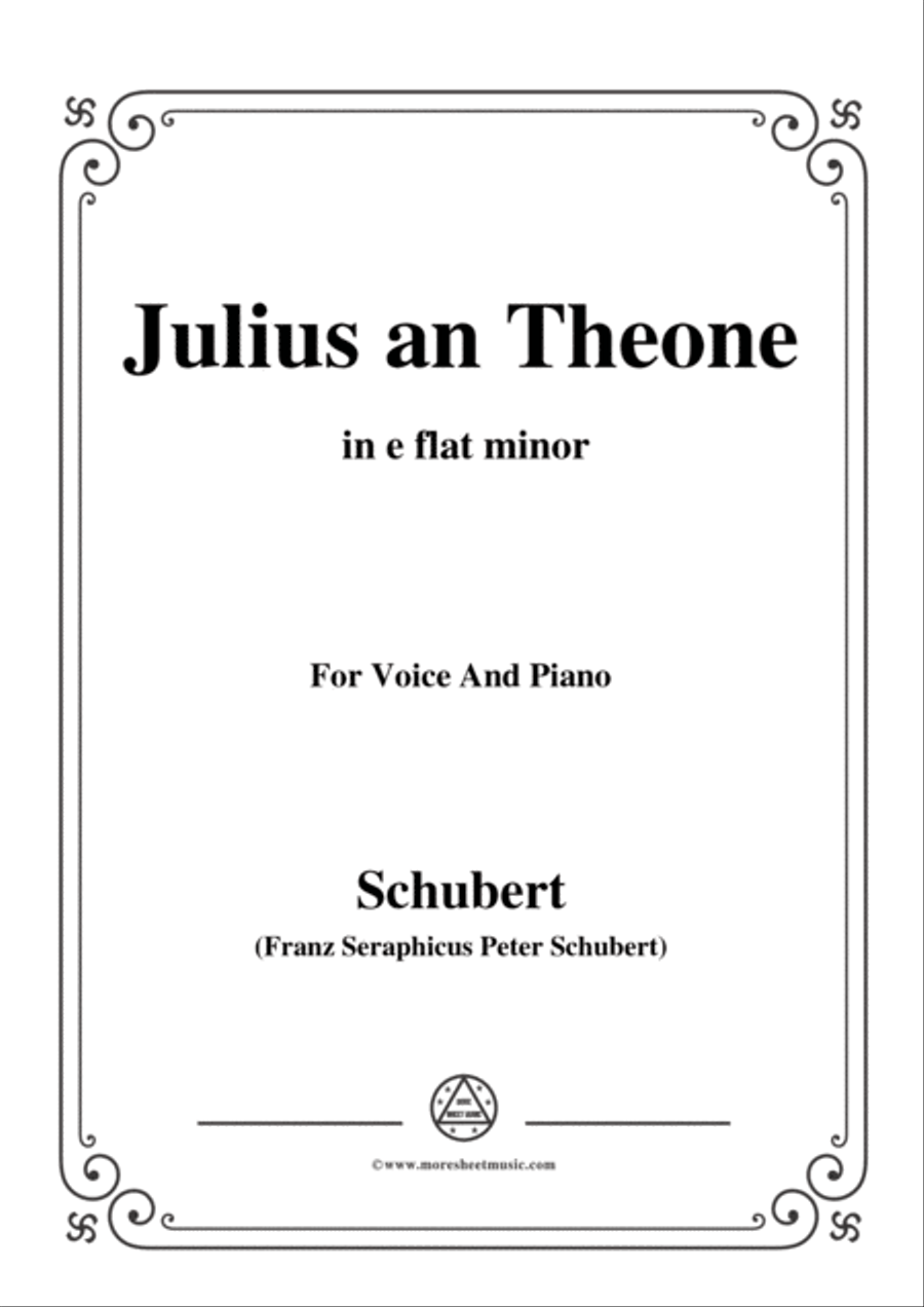 Schubert-Julius an Theone,in e flat minor,for Voice&Piano Voice scores gallery preview page 1