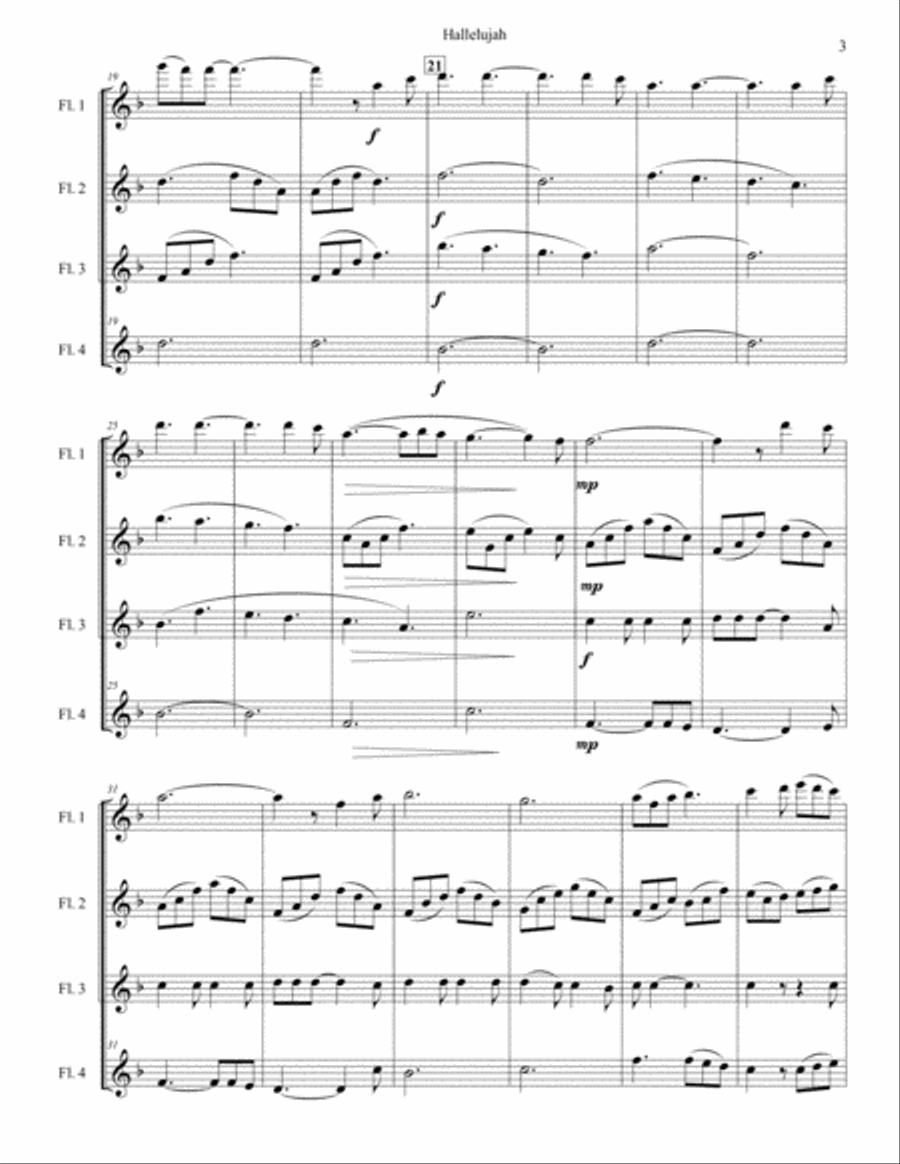 Hallelujah Woodwind Quartet scores gallery preview page 3