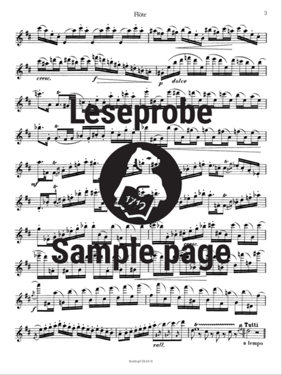 3 Cadenzas for Mozart's Flute Concerto No. 2 in D major K. 314 (285d) Flute Solo scores gallery preview page 3