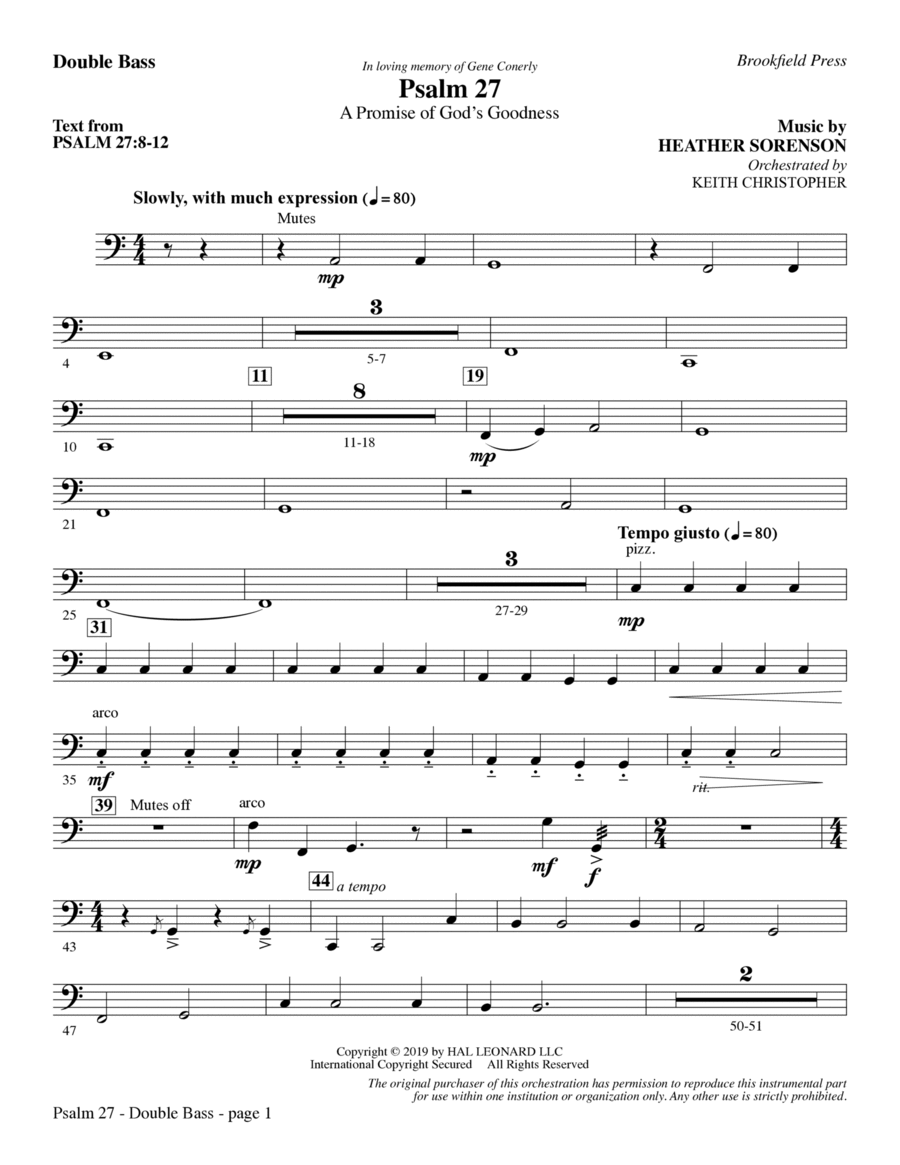 Psalm 27 - Double Bass Psalm 27 - Double Bass Choir scores gallery preview page 1