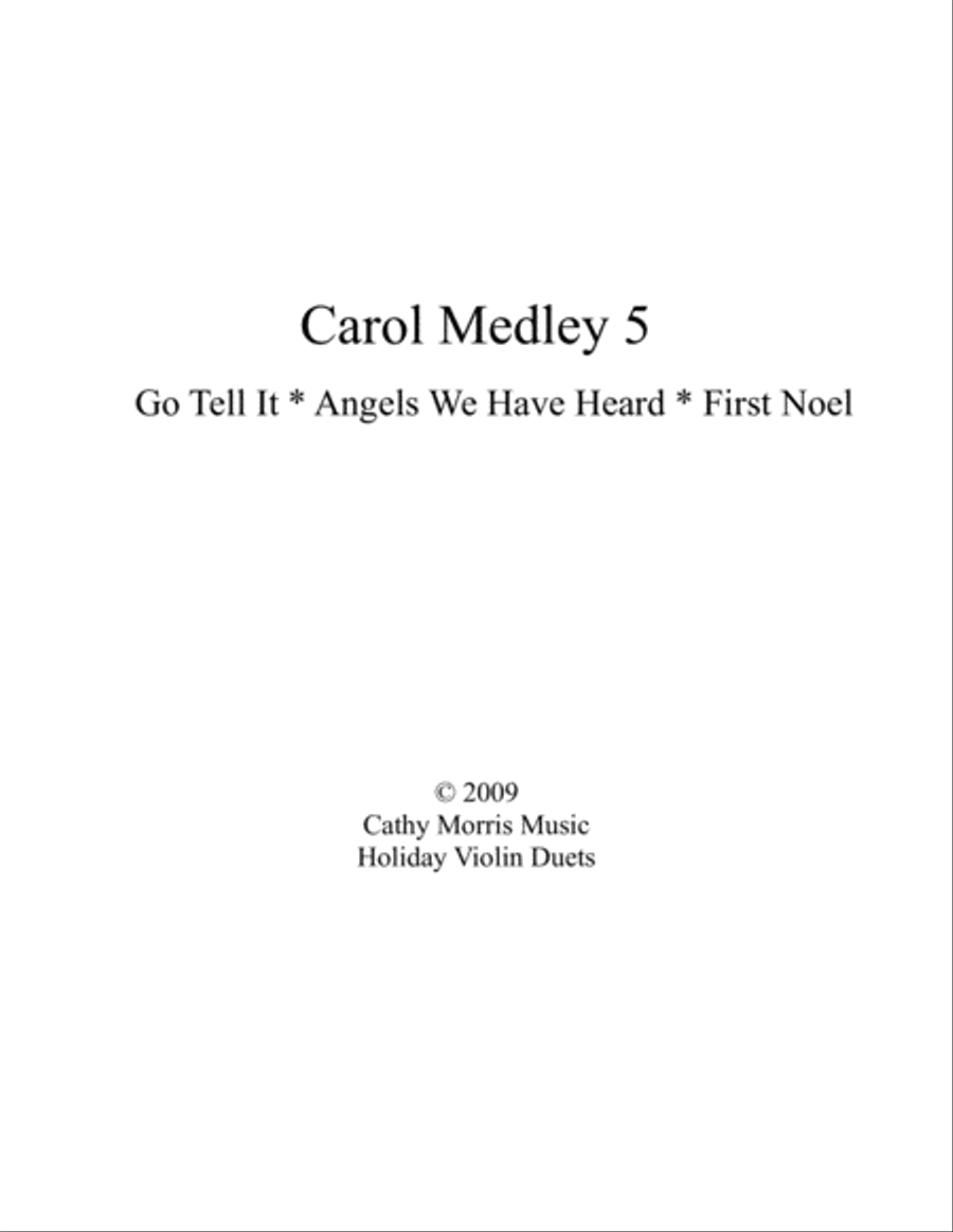 Carol Medley 5 Duo Violin Go Tell It On The Mountain / Angels We Have Heard On High / The First Noel String Duet scores gallery preview page 1