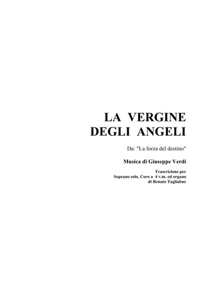LA VERGINE DEGLI ANGELI - For Solo, SATB Choir and Organ - With voices and Organ parts image number null