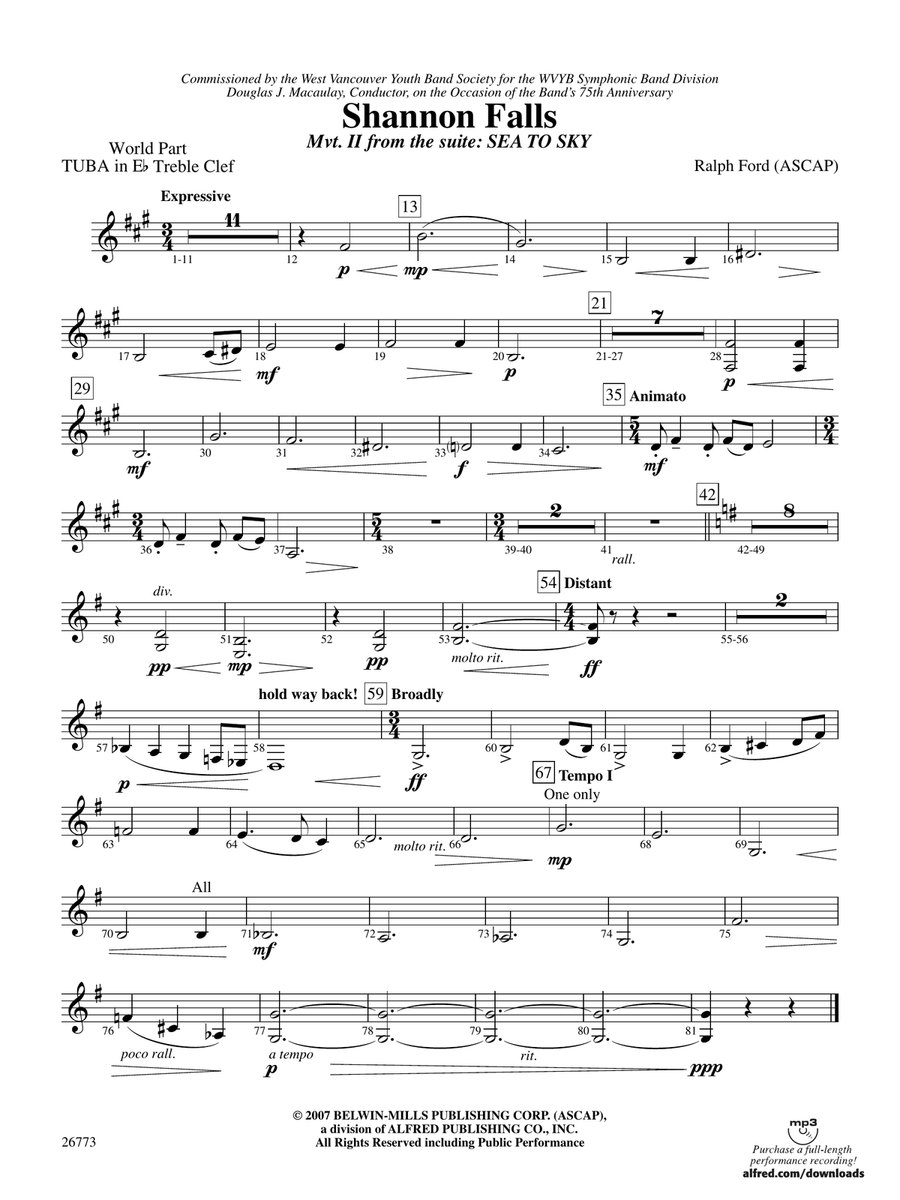 Shannon Falls (Movement 2 from Sea to Sky): (World Part) E-flat Tuba T.C.
