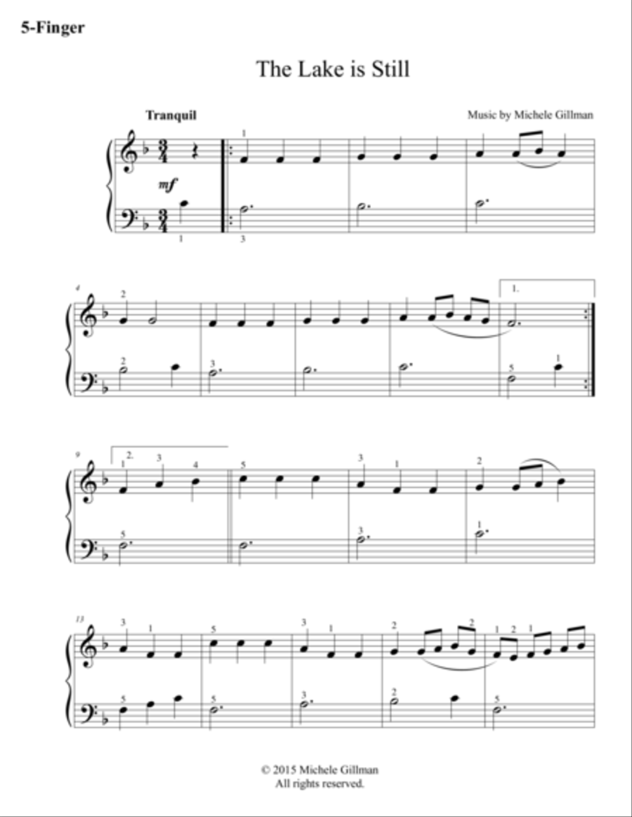 The Lake is Still Easy Piano scores gallery preview page 1