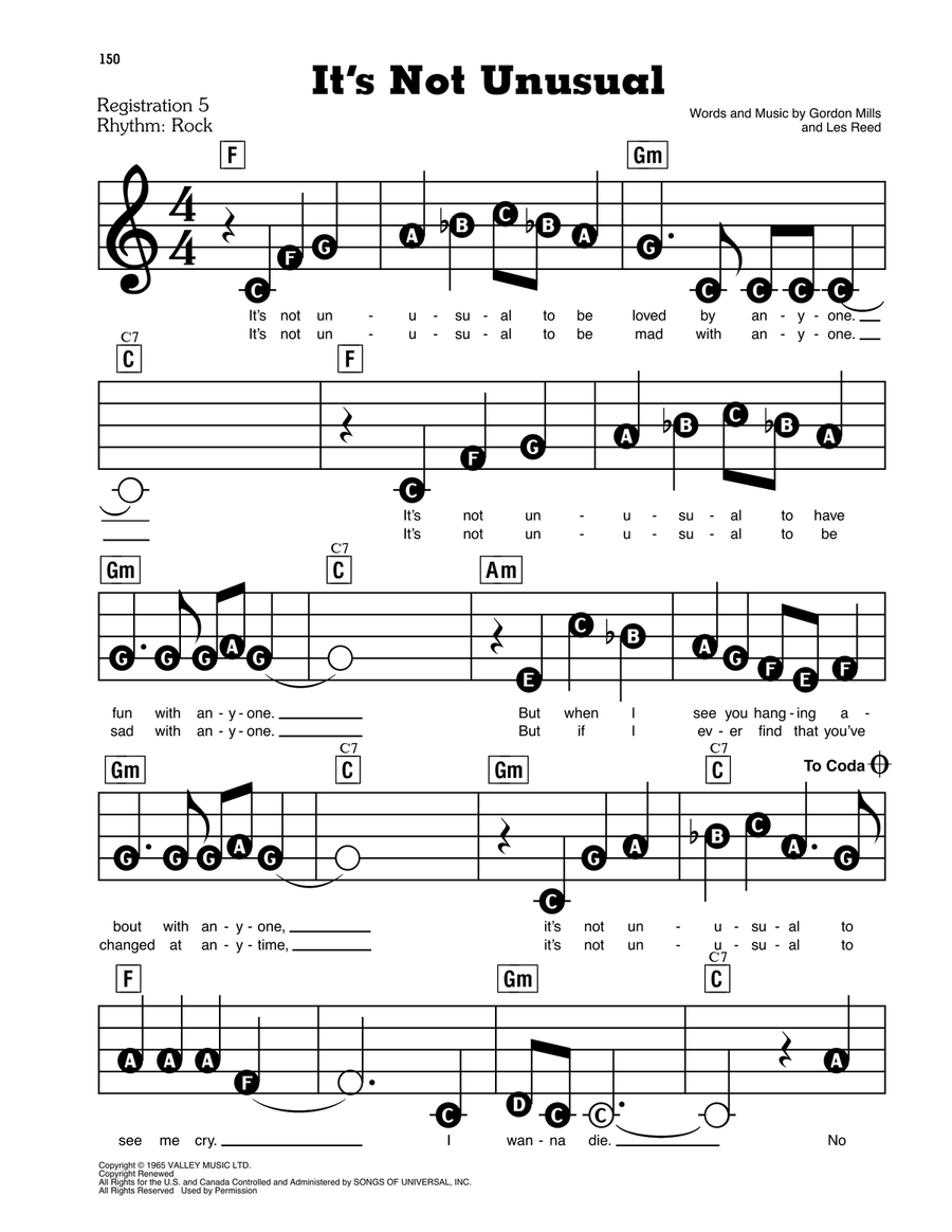 It's Not Unusual Electronic Keyboard scores gallery preview page 1