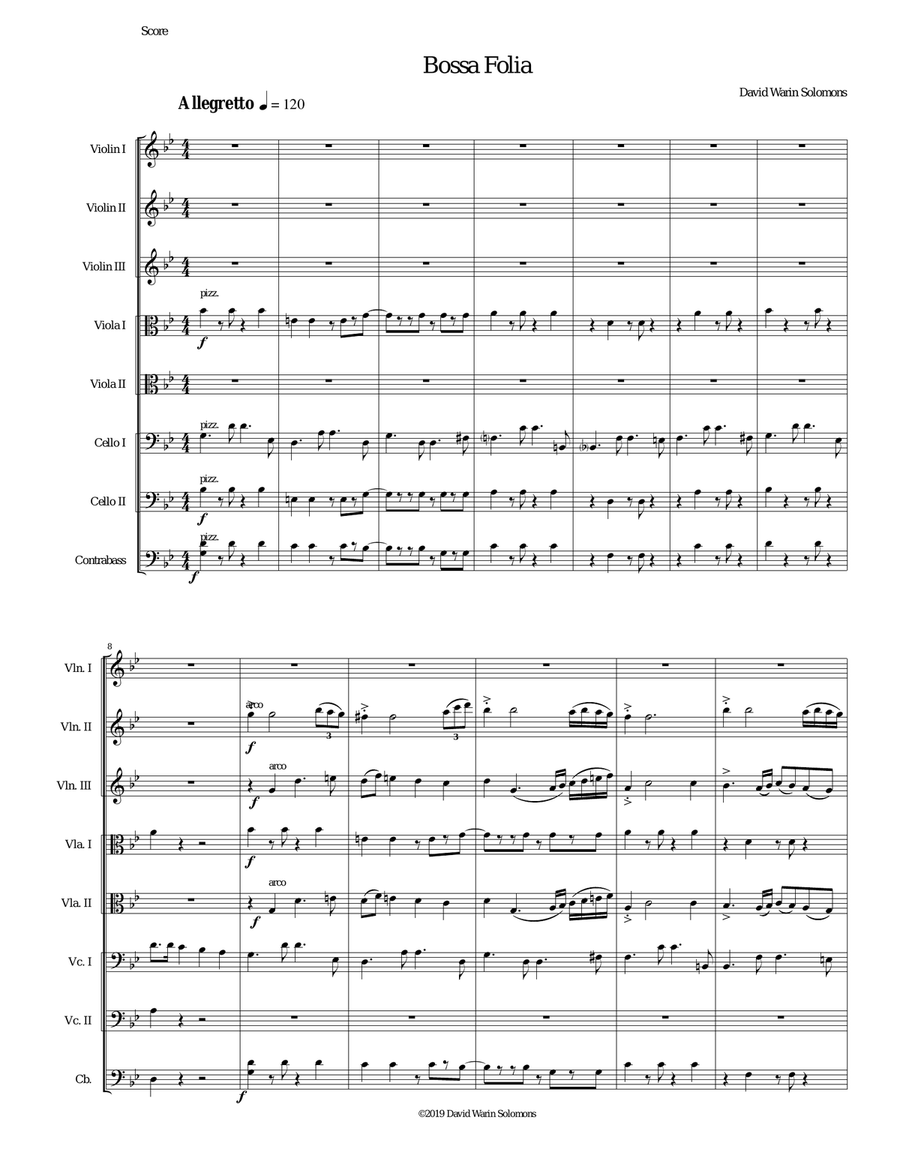 Bossa Folia for string orchestra String Orchestra scores gallery preview page 1