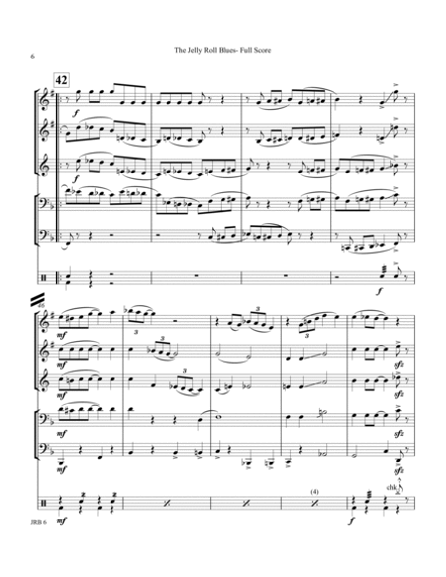 Jelly Roll Blues (The)- for Brass Quintet w/opt. Percussion Chamber Music scores gallery preview page 6