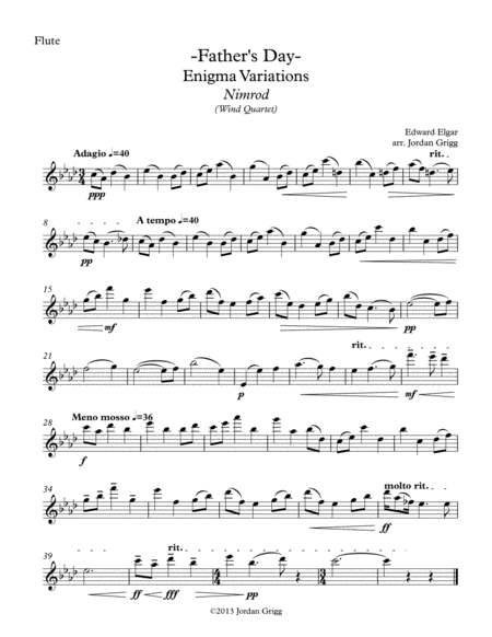 Father's Day. Enigma Variations Nimrod (Wind Quartet) image number null