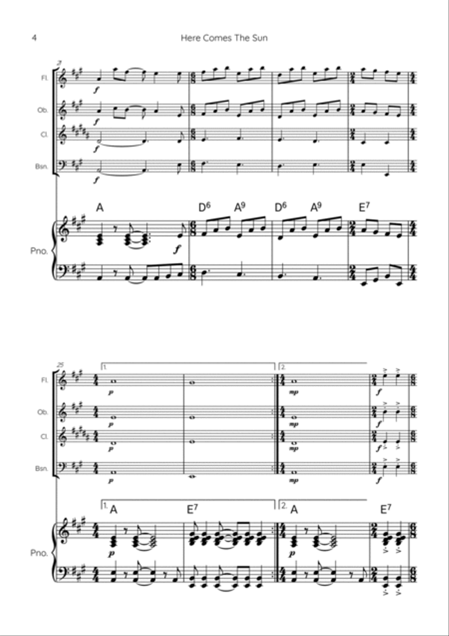 Here Comes The Sun Chamber Music scores gallery preview page 4