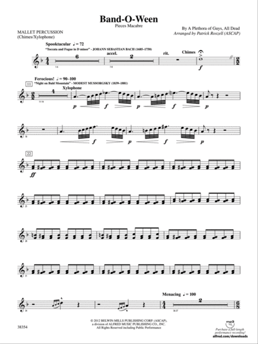 Band-O-Ween: Mallets Concert Band scores gallery preview page 1