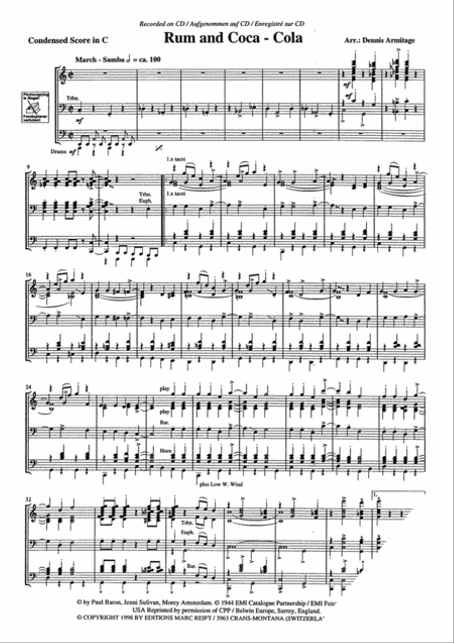 Rum and Coca Cola Concert Band scores gallery preview page 4
