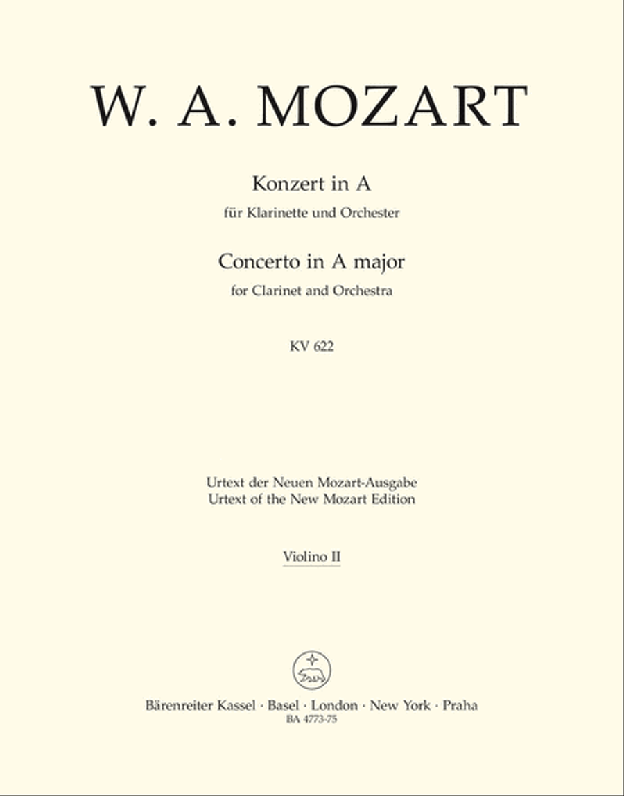 Concerto for Clarinet and Orchestra A major, KV 622 Orchestra scores gallery preview page 1