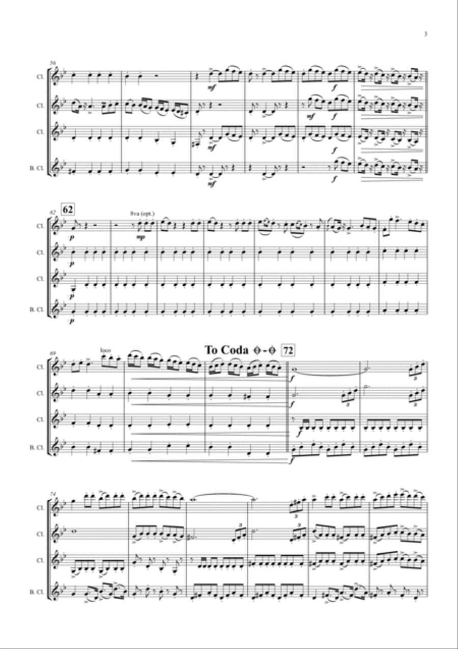 The Barber of Seville - Overture - Clarinet Quartet - F Clarinet Quartet scores gallery preview page 3