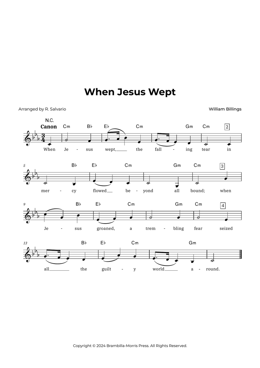 When Jesus Wept (Key of C Minor) Piano scores gallery preview page 1