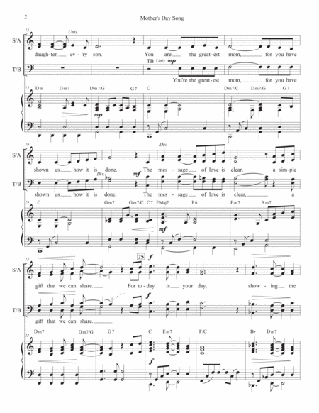 Mother's Day Song SATB image number null