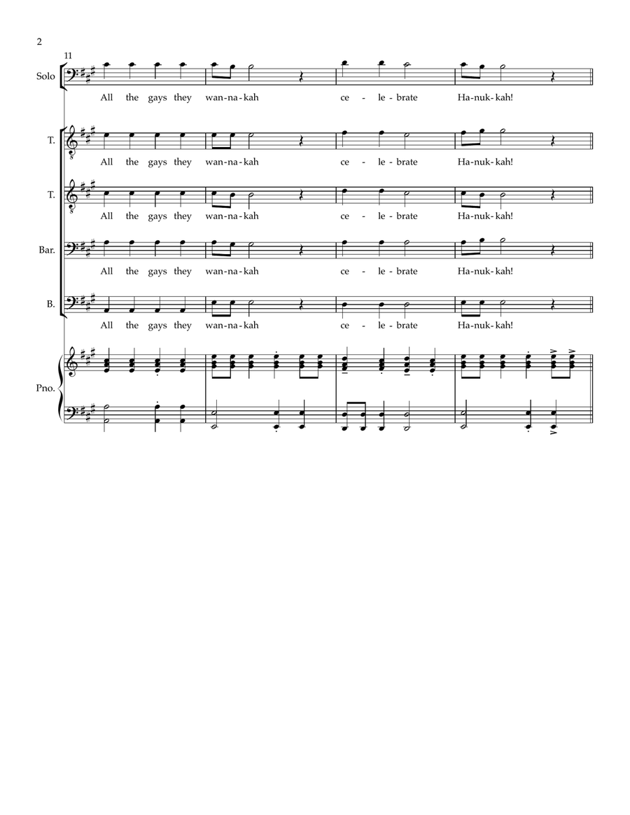 Adam's Hanukkah Song TTBB scores gallery preview page 2