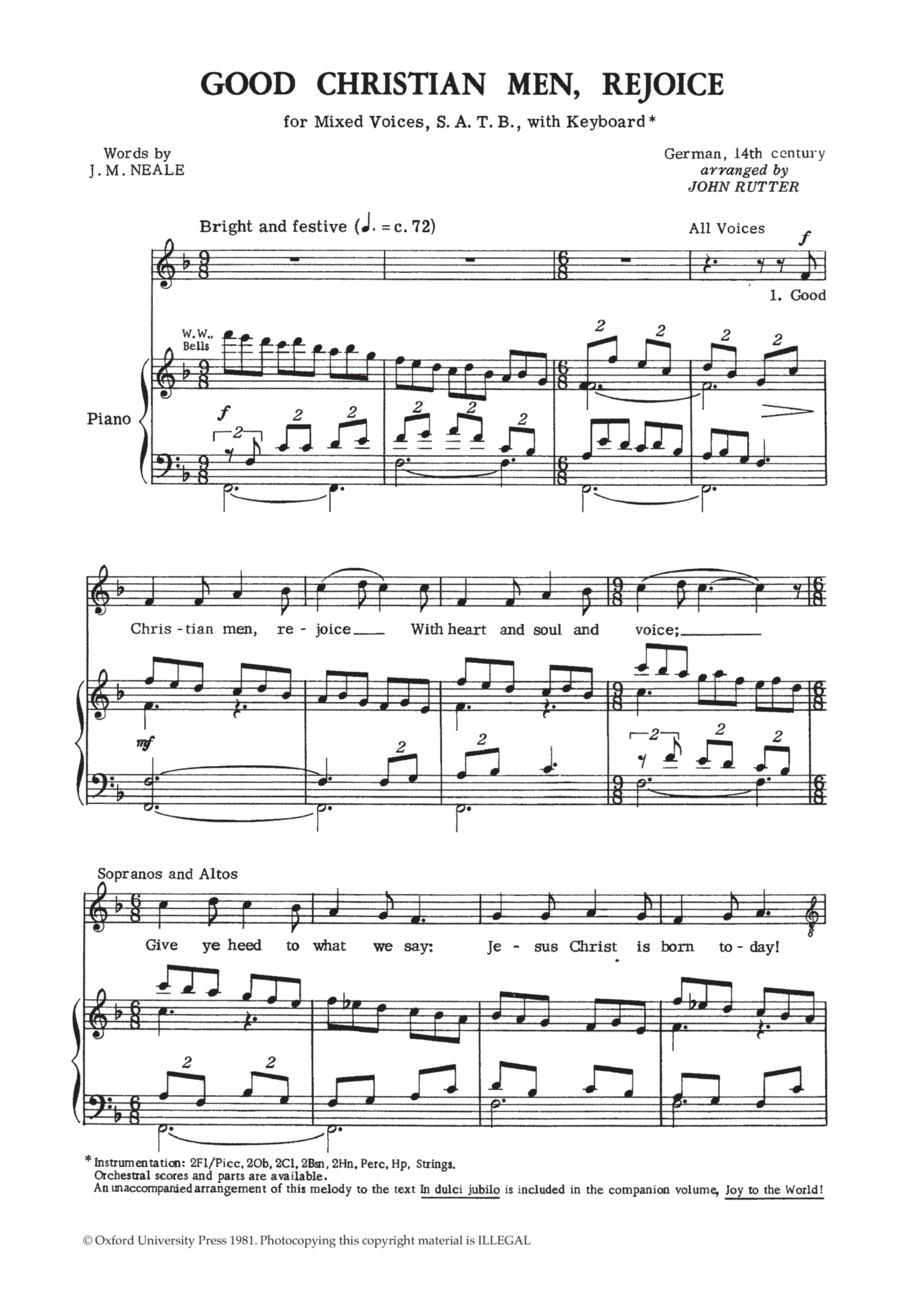 Good Christian men, rejoice 4-Part scores gallery preview page 1