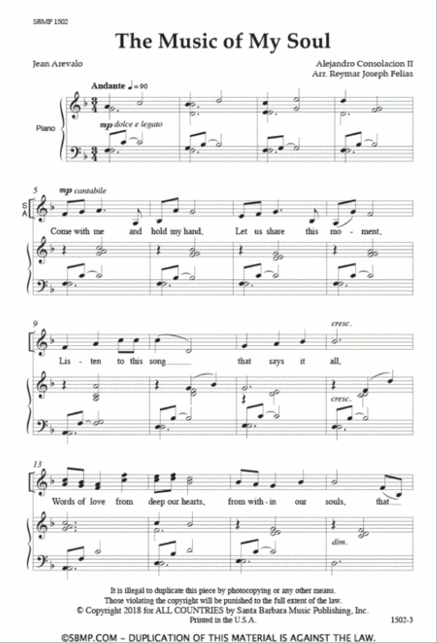 The Music of My Soul - SATB Octavo 4-Part scores gallery preview page 2