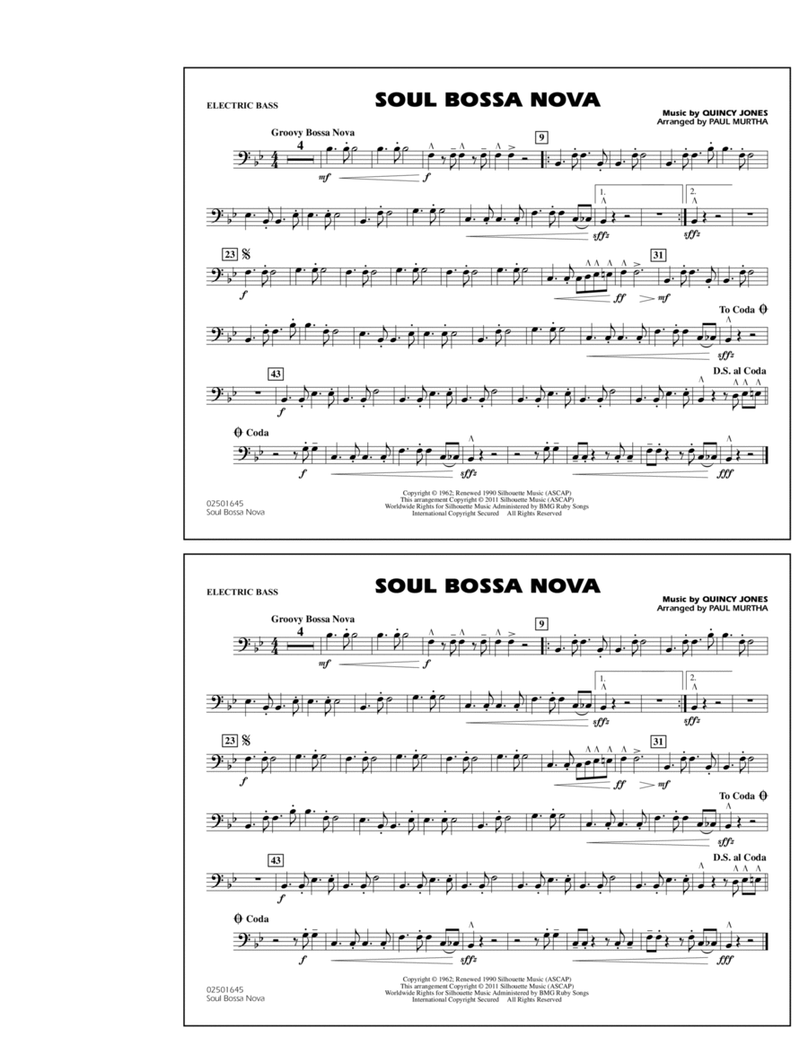 Soul Bossa Nova - Electric Bass Marching Band scores gallery preview page 1