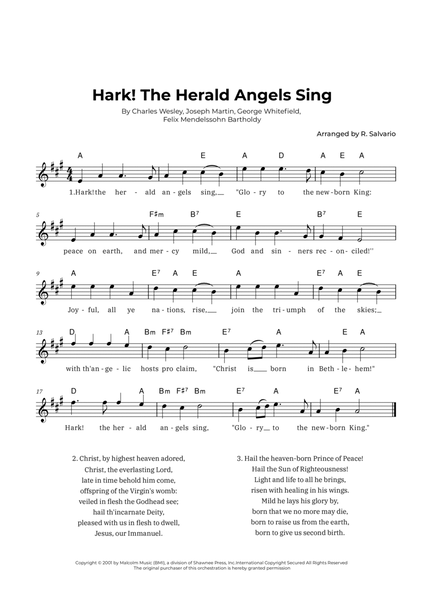 Hark! The Herald Angels Sing (Key of A Major) image number null