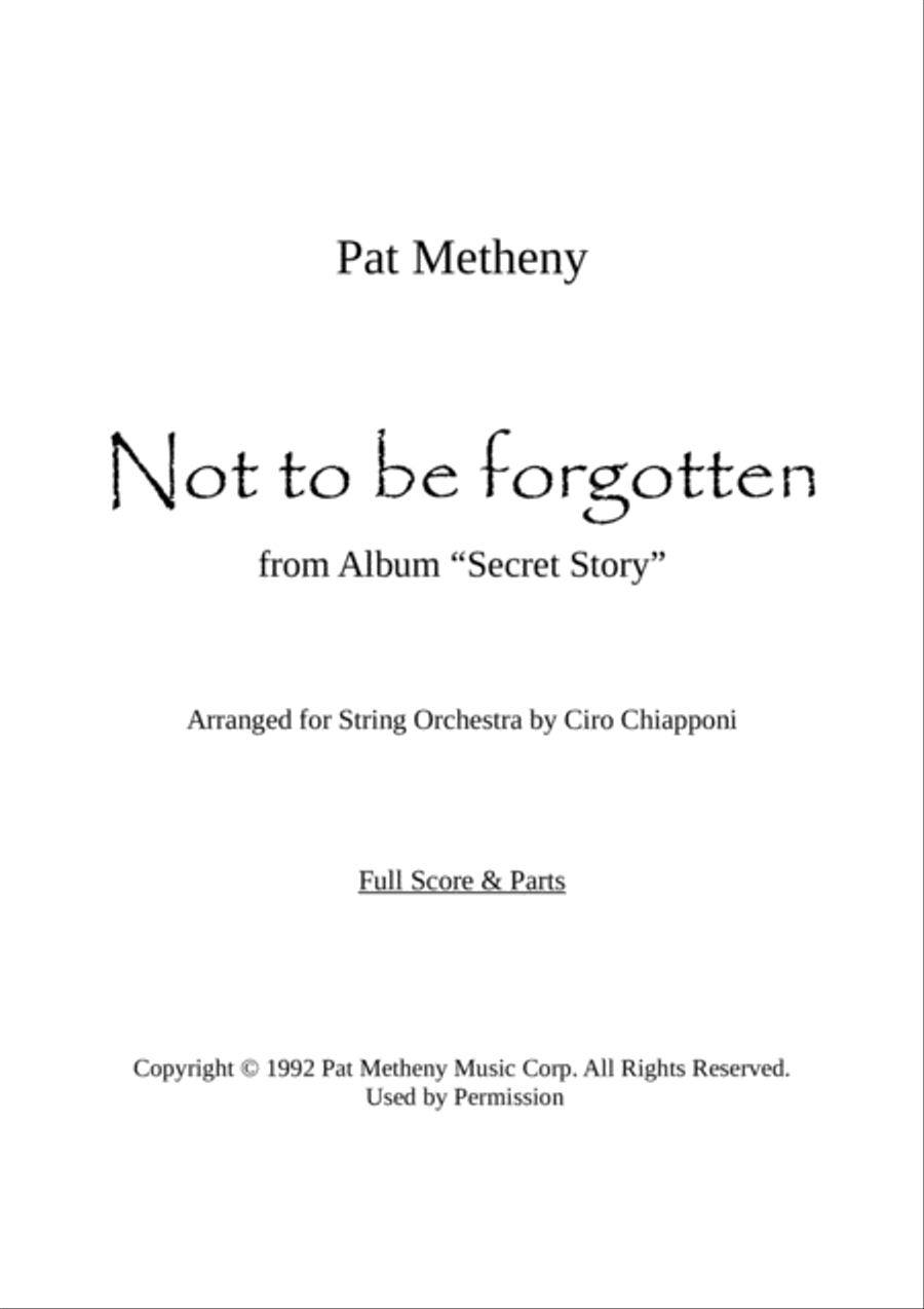 Not To Be Forgotten String Orchestra scores gallery preview page 1
