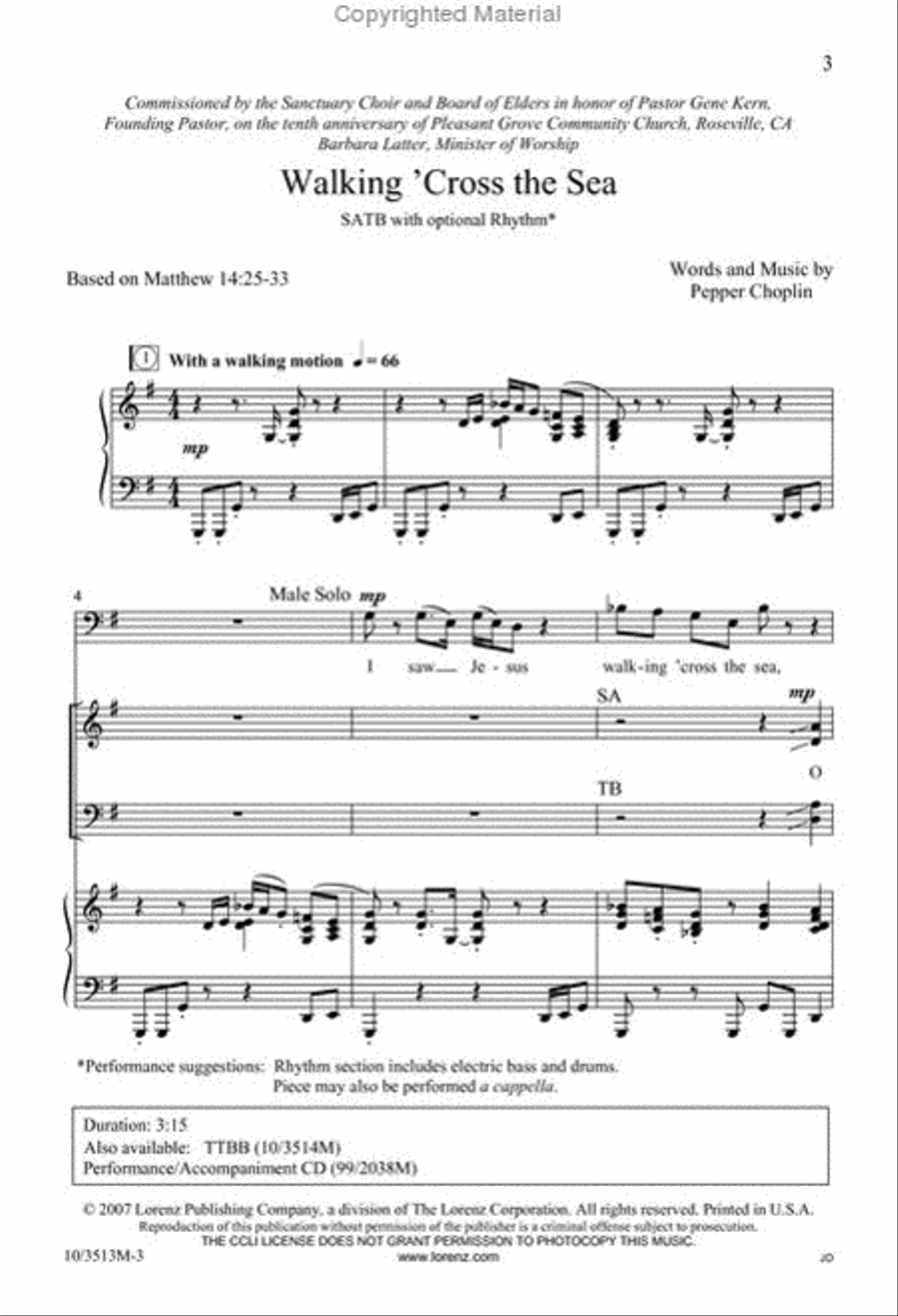 Walking 'Cross the Sea Walking 'Cross the Sea 4-Part scores gallery preview page 2