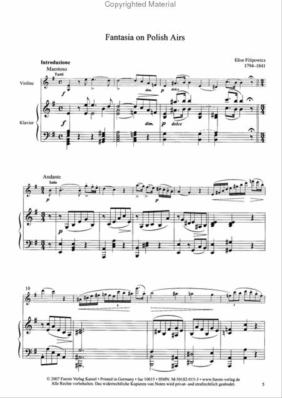 Fantasy on Polish Songs Violin Solo scores gallery preview page 2
