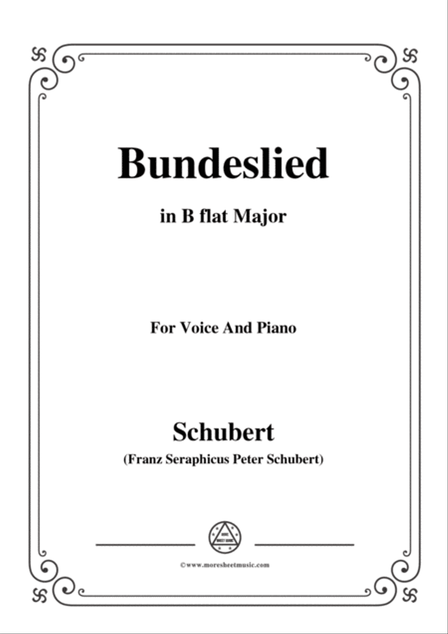 Schubert-Bundeslied,in B flat Major,for Voice&Piano Voice scores gallery preview page 1