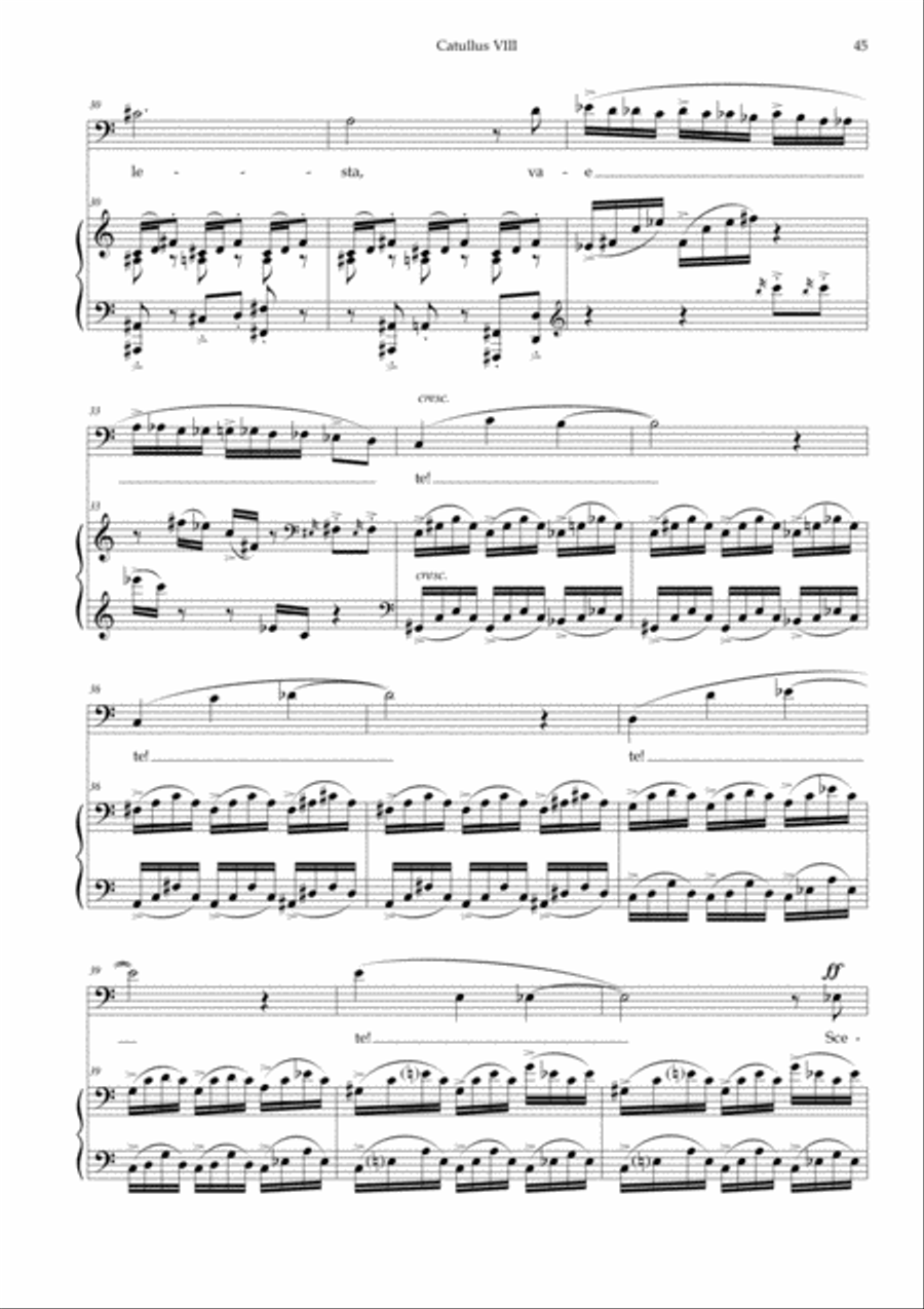 Scelesta, Vae Te, from trio cantata 'Catullus VIII' Bass Voice scores gallery preview page 4