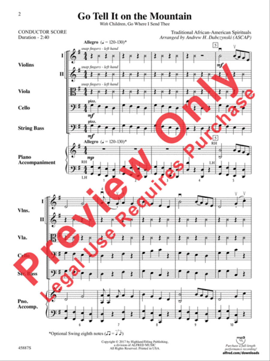 Go Tell It on the Mountain String Orchestra scores gallery preview page 2