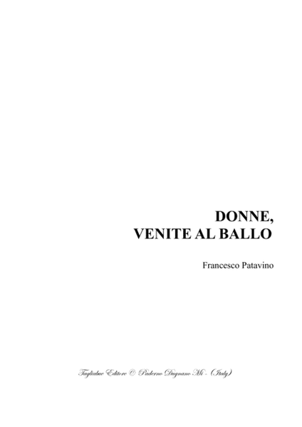 DONNE, VENITE AL BALLO - Francesco Patavino image number null